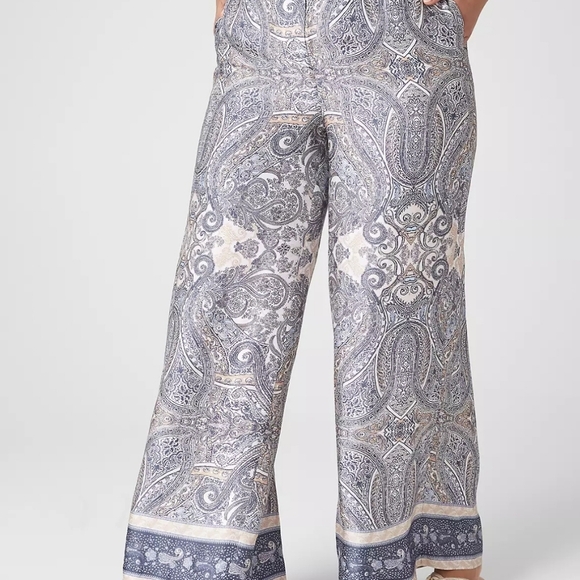 LANE BRYANT Tall Paisley Comfy Satin Wide Leg Pant, 24 LONG - Picture 2 of 4
